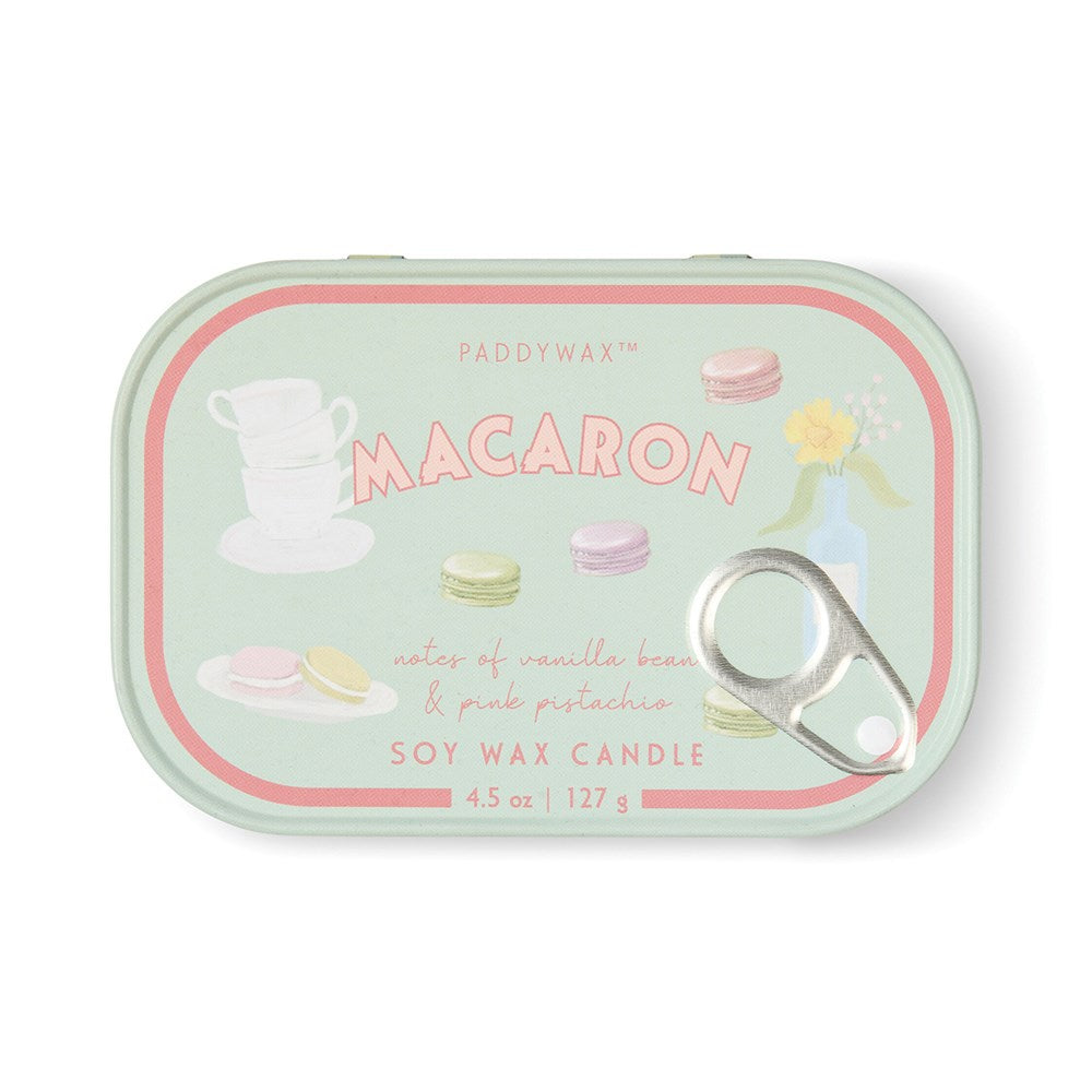 Paddywax: Bistro 4.5oz Printed Tin - Macaron (Pink Pistachio)