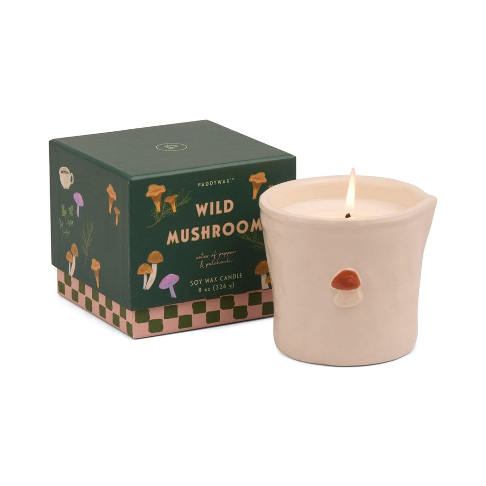 Paddywax: Bistro Mushroom Embossed Ceramic Candle - Wild Mushroom Boxed