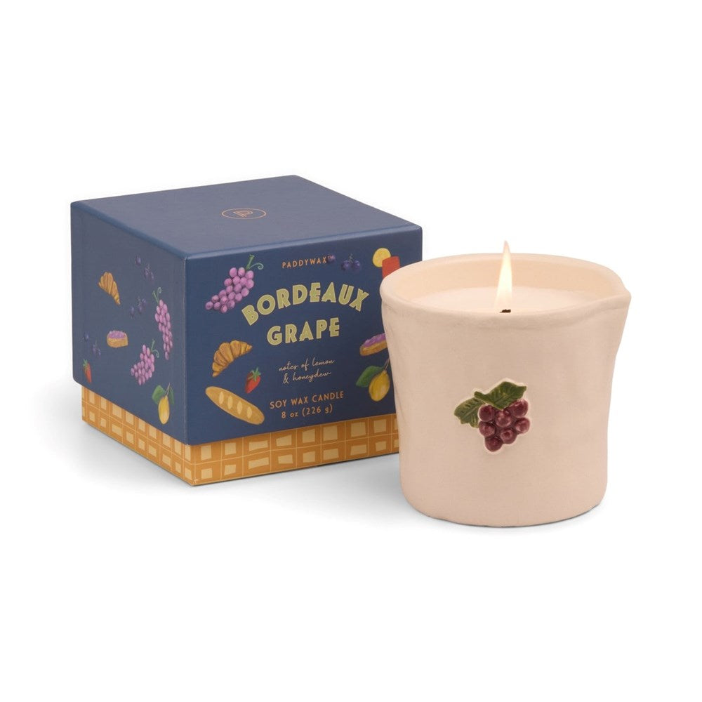 Paddywax: Bistro Grapes Embossed Ceramic Candle - Bordeaux Grape Boxed