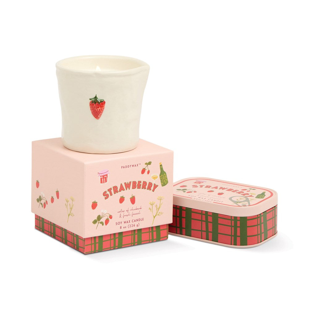 Paddywax: Bistro Strawberry Embossed Ceramic Candle - Strawberry