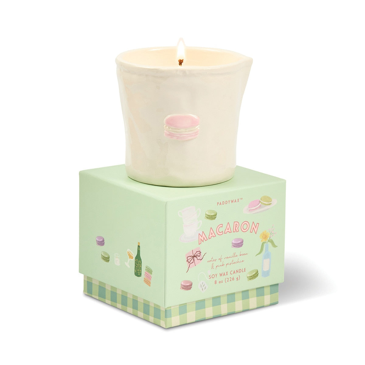 Paddywax: Bistro Macaron Embossed Ceramic Candle - 8oz