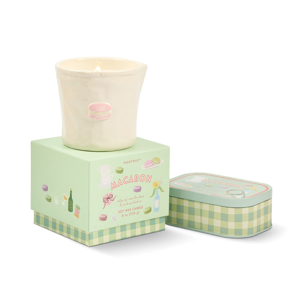 Paddywax: Bistro Macaron Embossed Ceramic Candle - 8oz