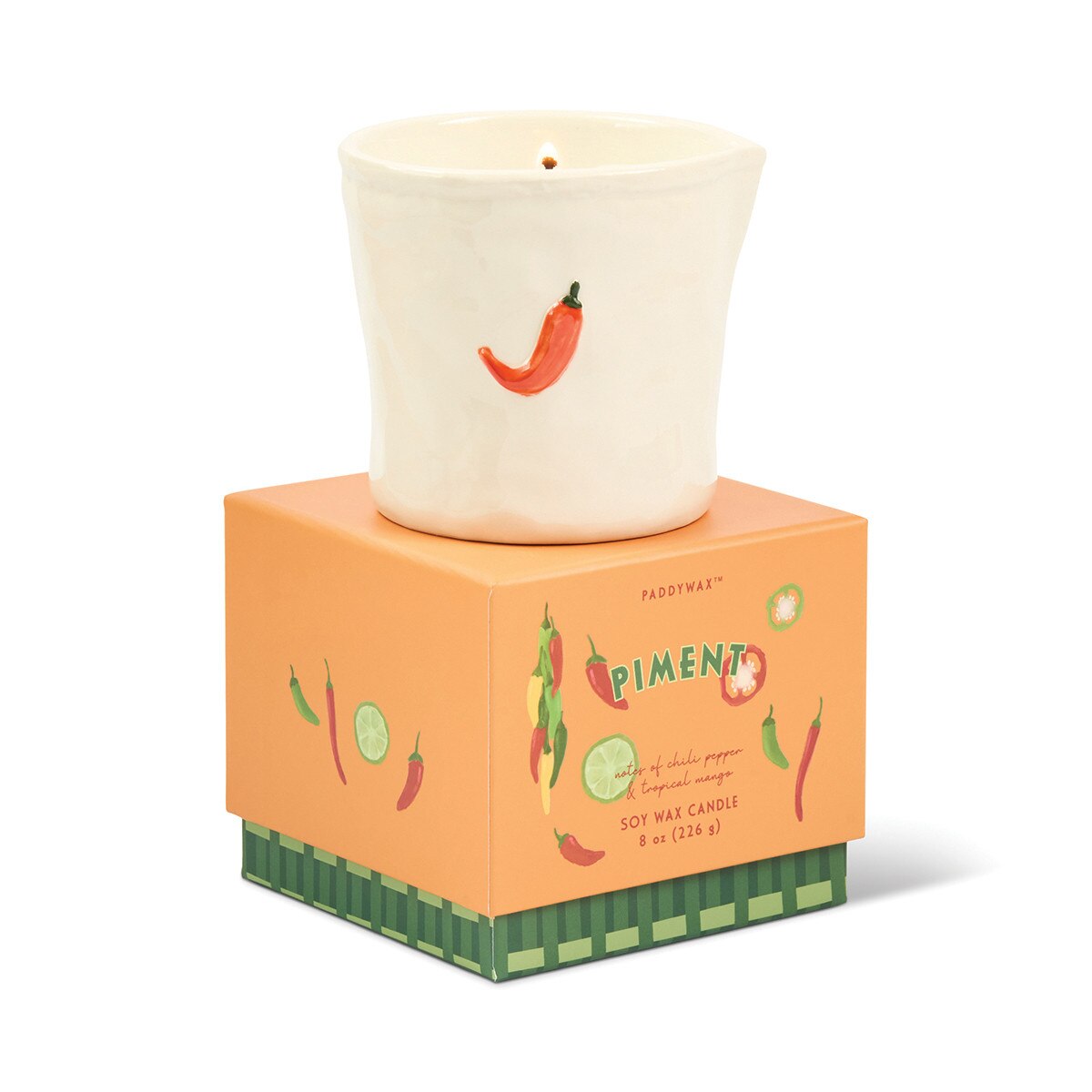 Paddywax: Bistro Piment (Chili Pepper & Mango) Embossed Ceramic Candle - 8oz
