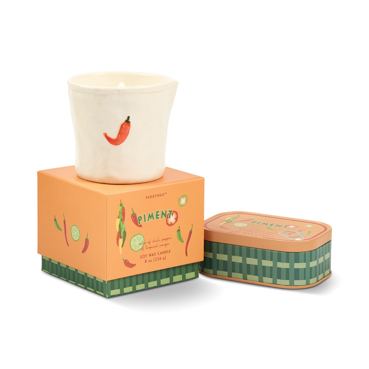 Paddywax: Bistro Piment (Chili Pepper & Mango) Embossed Ceramic Candle - 8oz
