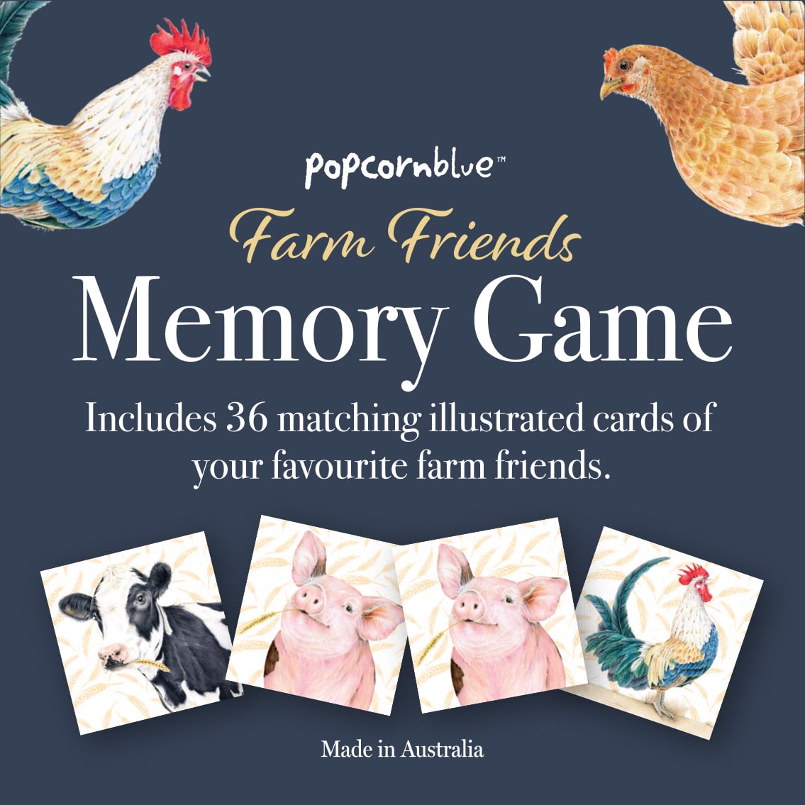 Popcorn Blue Farm Friends Memory Game