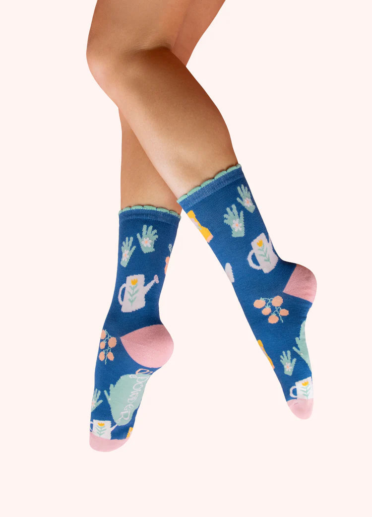 Powder Ankle Socks - Gone Gardening Cobalt