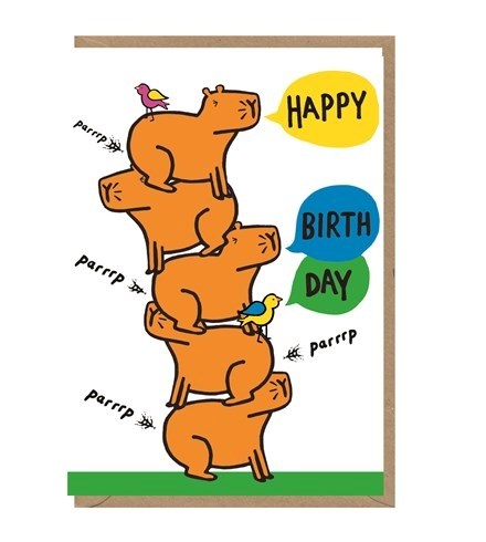 Earlybird: Capybara Parrrp Birthday Card