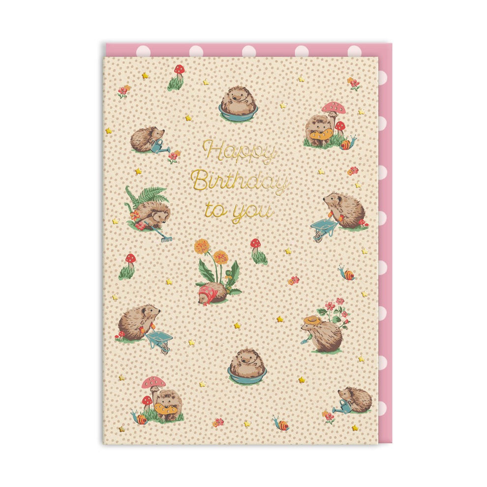 Cath Kidston: Foil Greeting Card - Birthday Hedgehogs