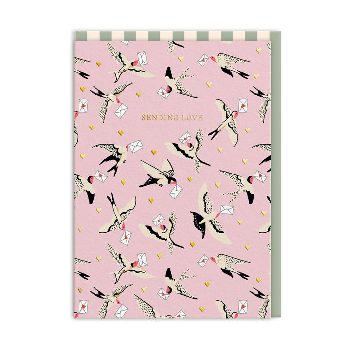 Cath Kidston: Foil Greeting Card - Swallows Sending Love