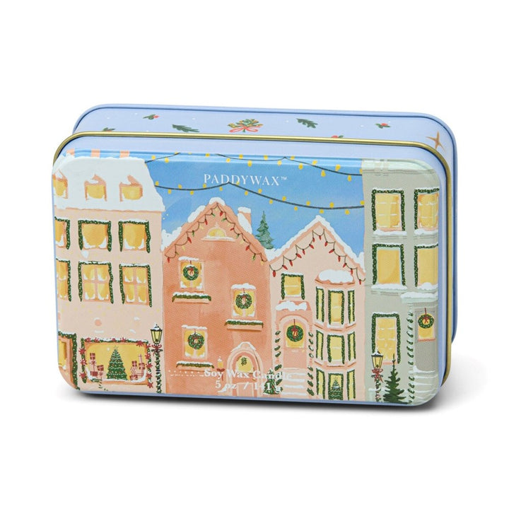 Paddywax: Holiday Tin With Christmas Village Scene - Gingerbread & Vanilla