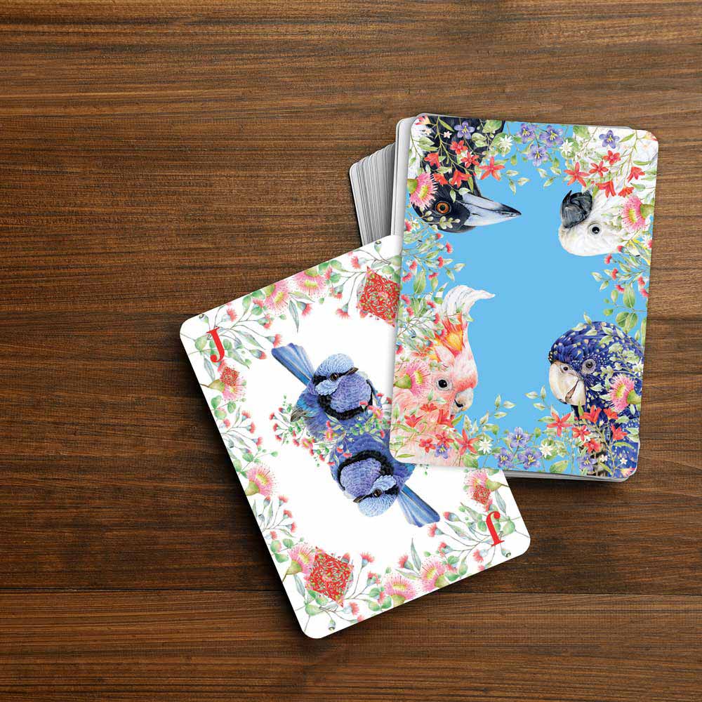 Popcorn Blue Playing Cards - Aussie Birds