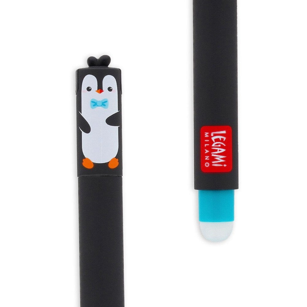 Legami - Erasable Gel Pen - Penguin (Turquoise Ink)