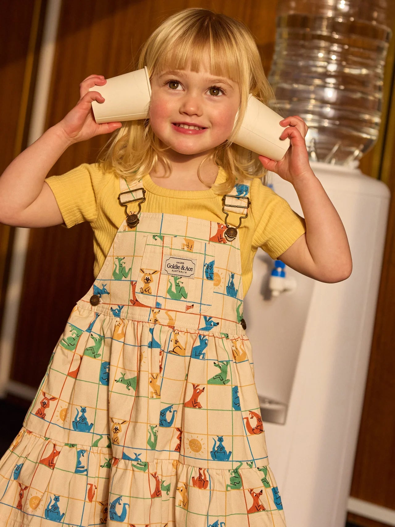 Goldie + Ace: Hopscotch Tully Tiered Pinafore Dress