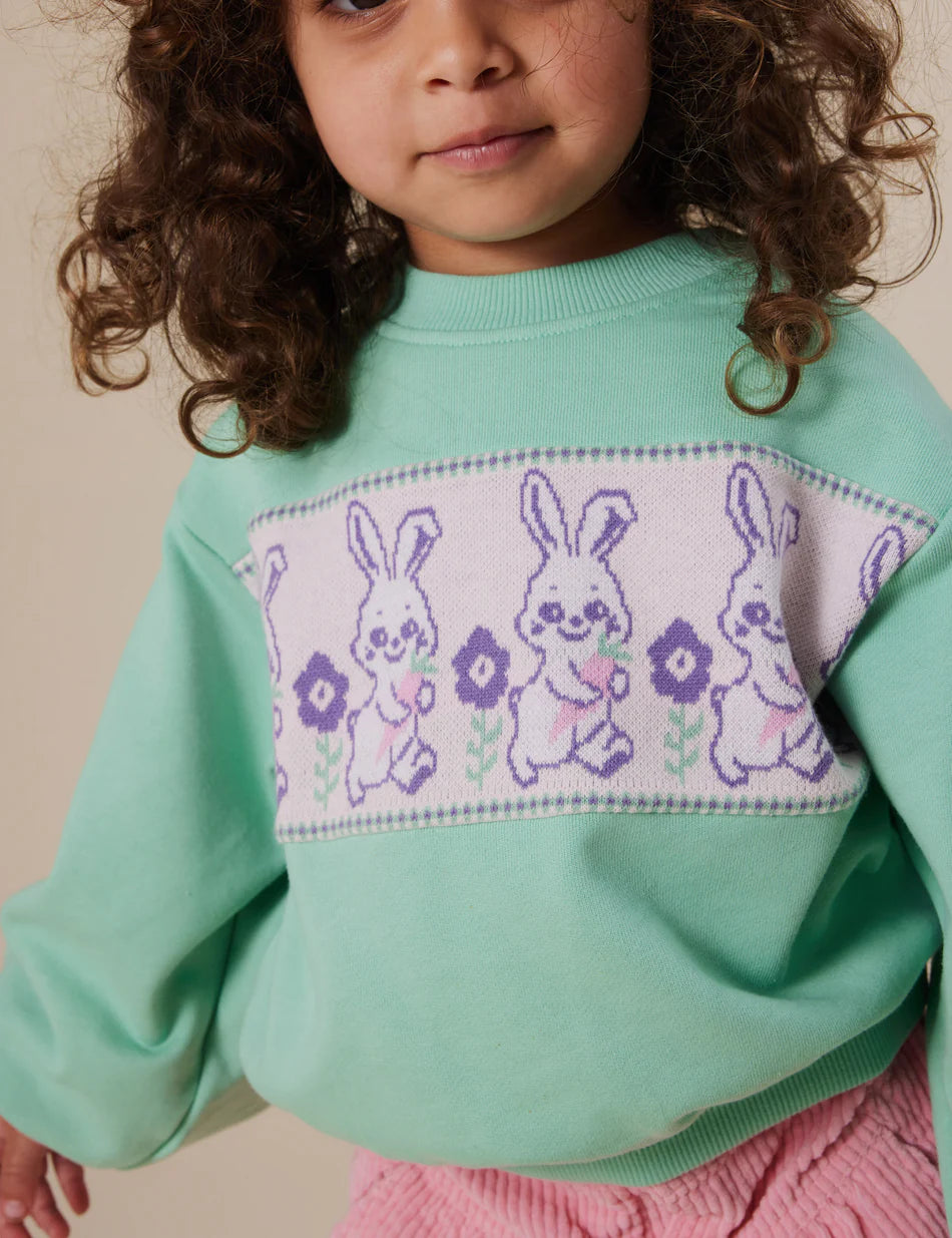 Goldie + Ace: Hazel Puff Sleeve Bunny Sweater Mint
