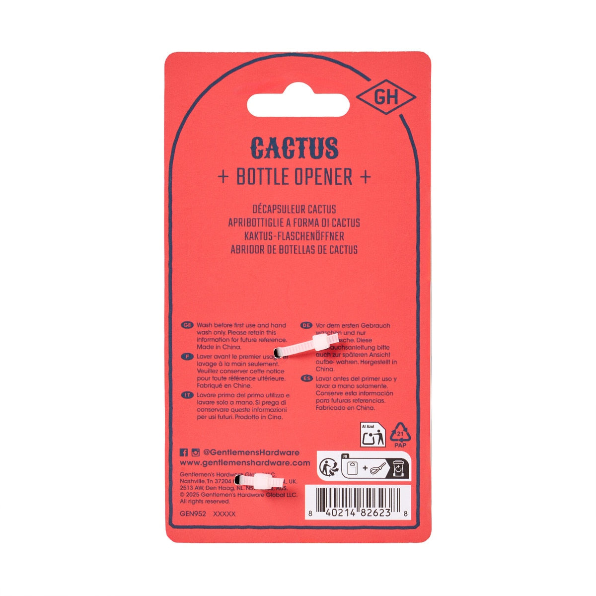 Gentlemen's Hardware Bottle Opener Cactus