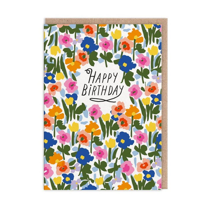 Ohh Deer: Greeting Card Happy Birthday Flowers