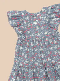 Huxbaby: Vintage Strawberry Frill Dress Dusty Blue