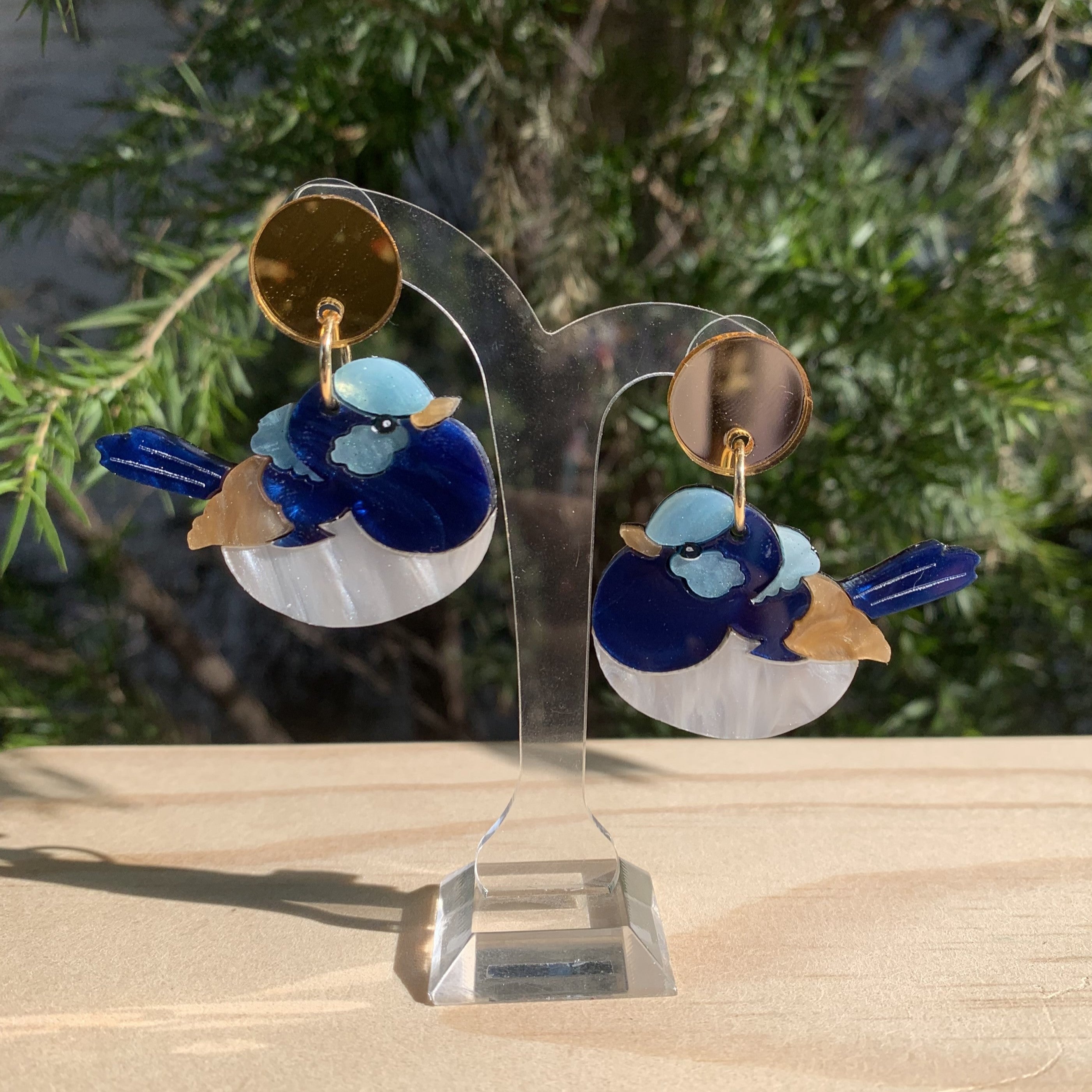 Wood With Words: Dangle Earrings Fairy Wren