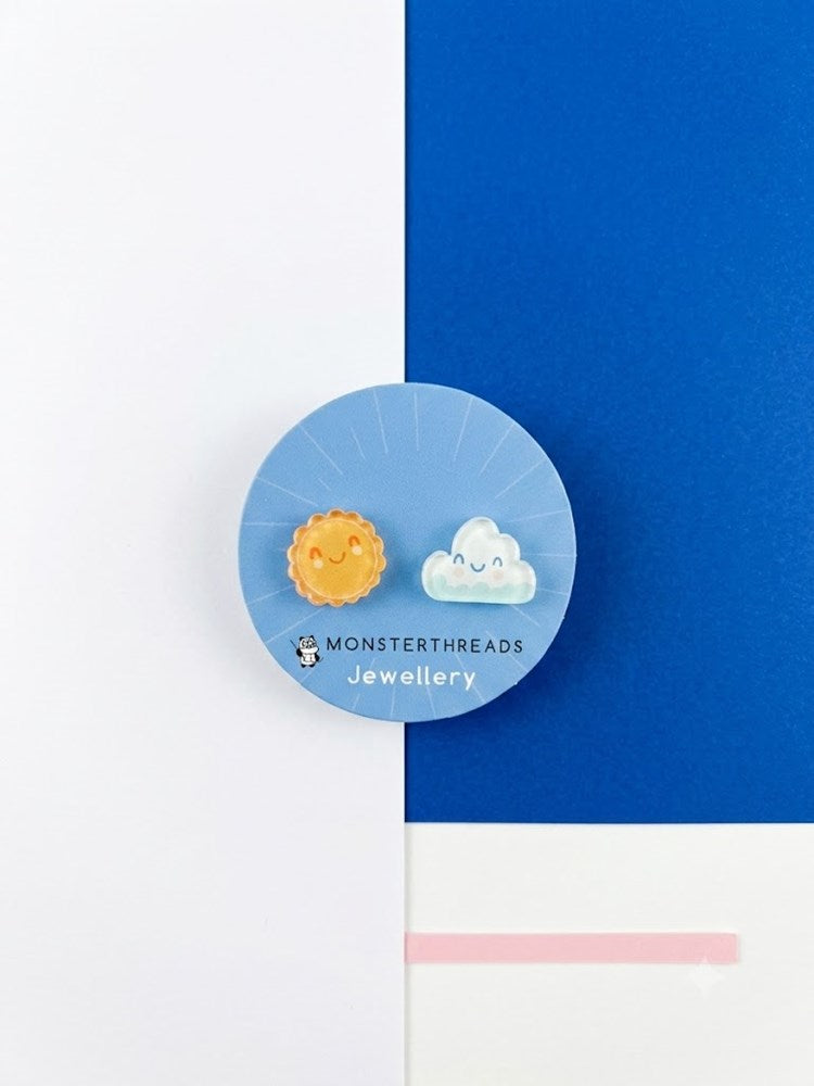 Earring Studs: Sun and Cloud
