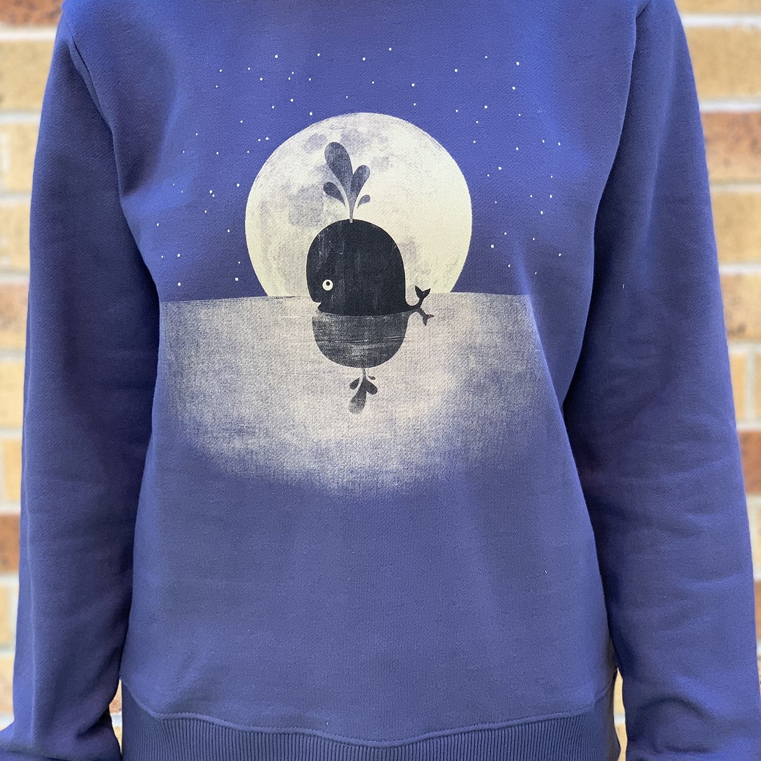 Whale Moon Dusky Blue Womens Jumper