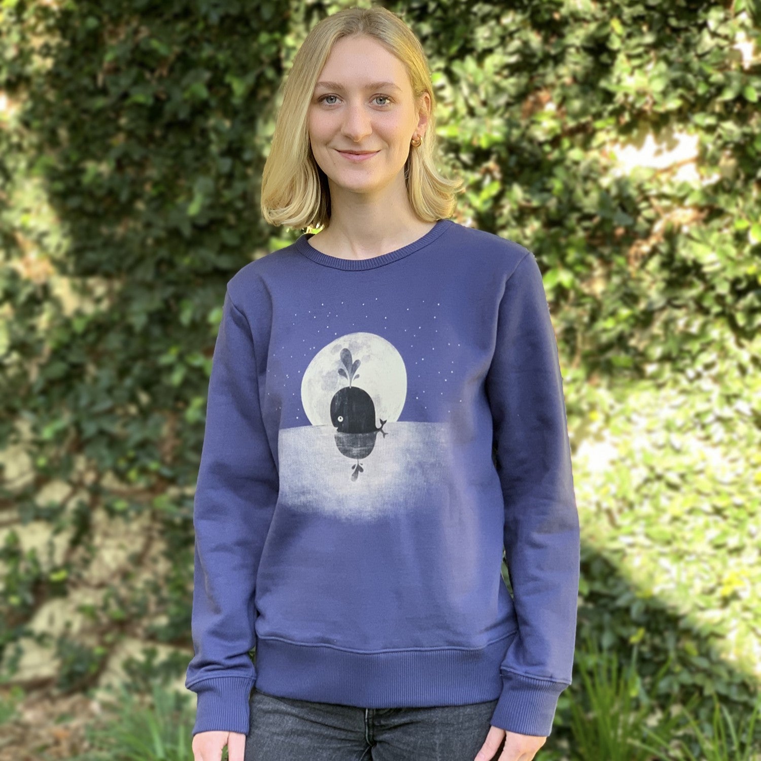 Whale Moon Dusky Blue Womens Jumper