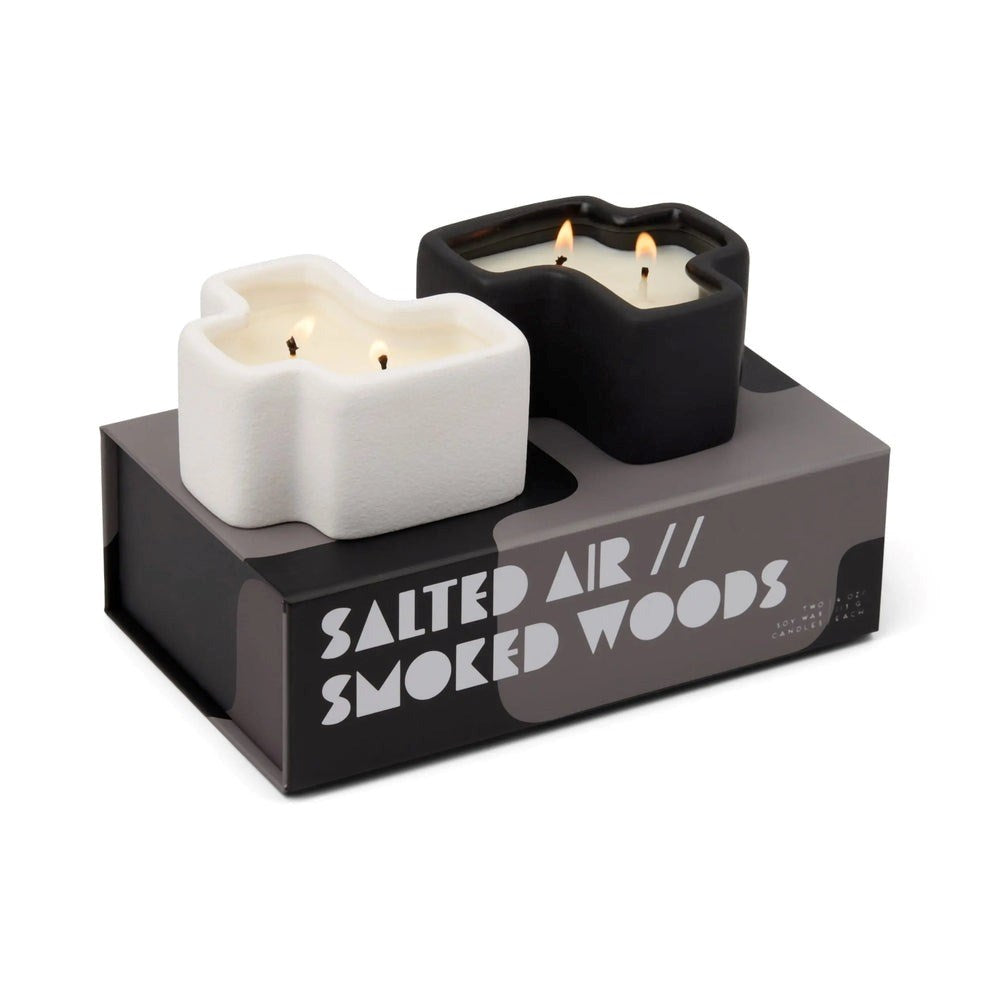 Jigsaw Candle Set White and Black - Salted Air & Smoked Woods