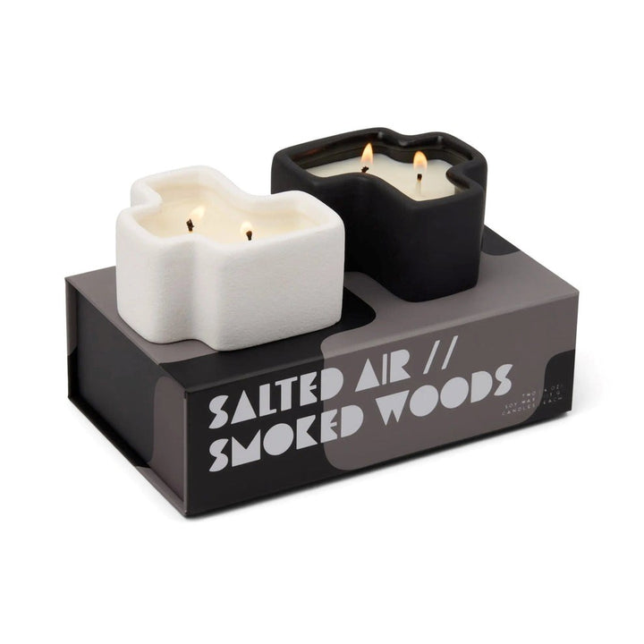 Jigsaw Candle Set White and Black - Salted Air & Smoked Woods