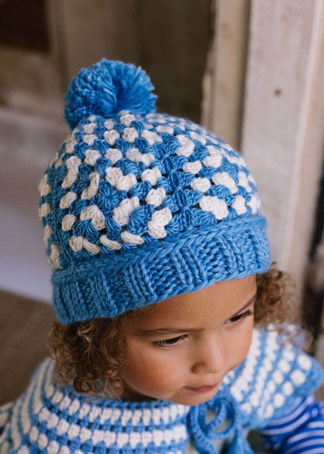 Acorn kids: Boho Beanie Blue & Cream