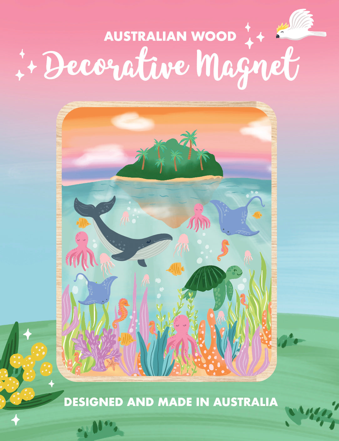 Aero Images Wooden Magnet - Reef
