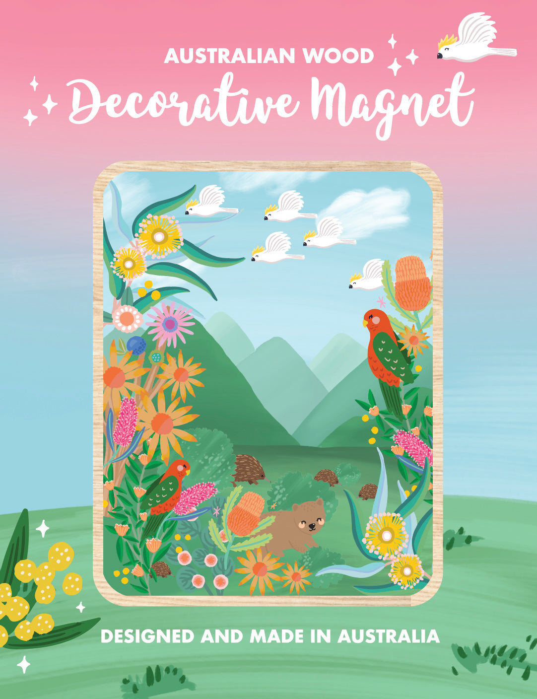 Aero Images Wooden Magnet - Mountains