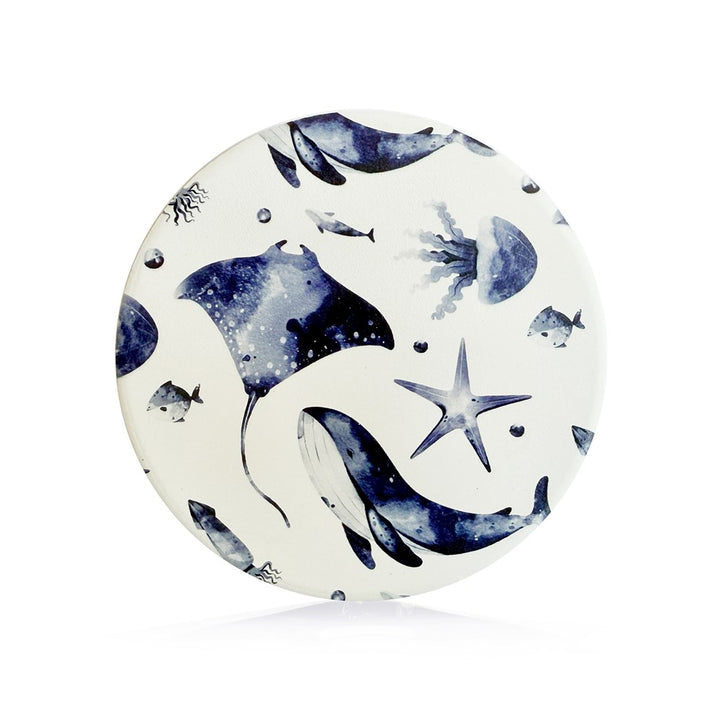 Ceramic Coaster: Undersea Depths Blue