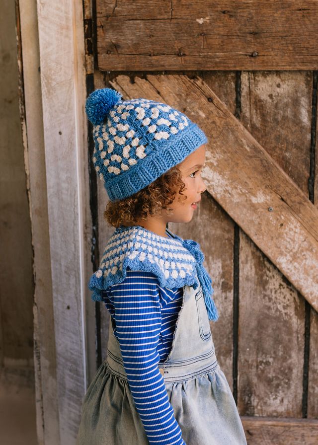 Acorn kids: Boho Beanie Blue & Cream