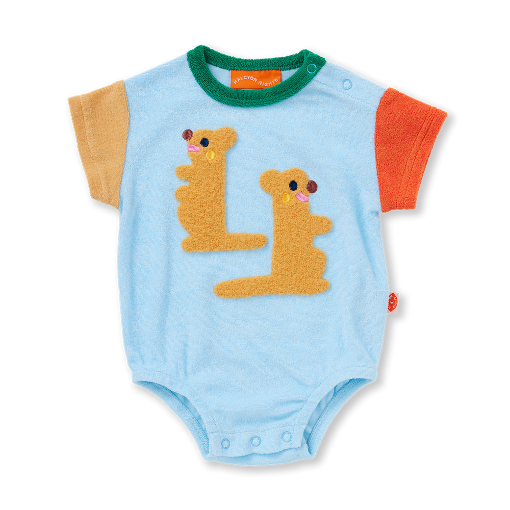 Halcyon Nights Terry Short Sleeve Bodysuit - Zoo Crew Blue