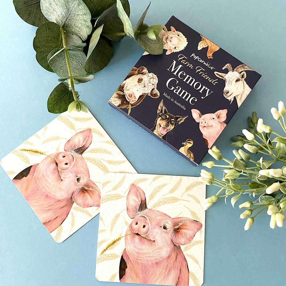 Popcorn Blue Farm Friends Memory Game