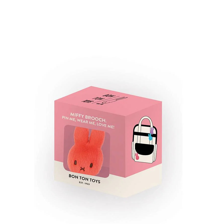 Bon Ton Toys Miffy ECO Fuzzy Brooch in Gift Box - Bright Coral