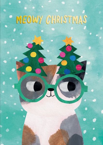 Ohh Deer Christmas Card - Tree Glasses Kitty