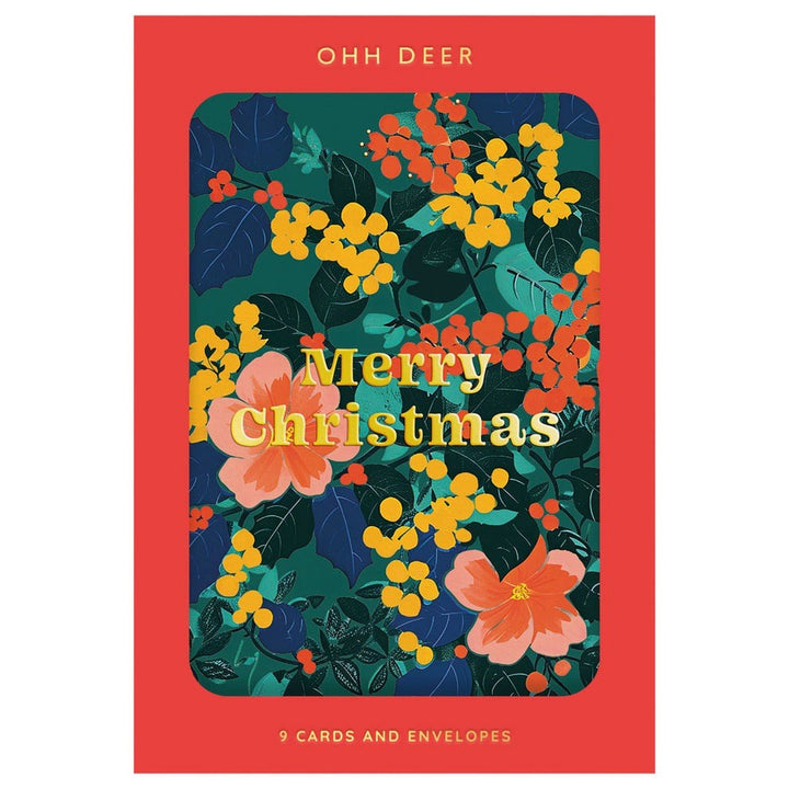 Pack of 9 Christmas cards (3 designs): Festive Floral
