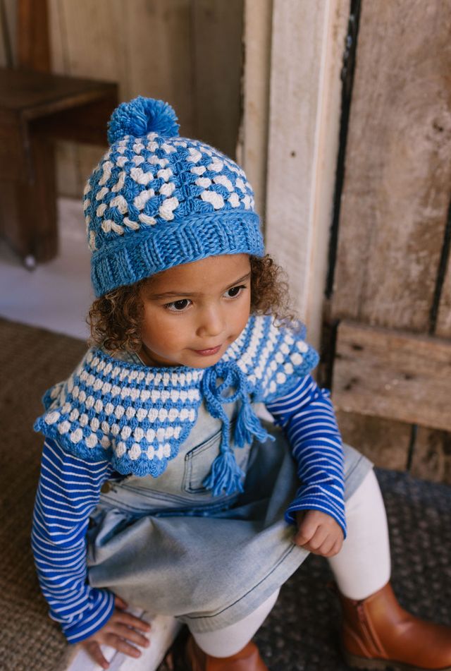 Acorn kids: Boho Beanie Blue & Cream