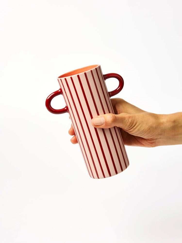 Jones & Co: Griffe Bud Vase Pink Pinstripe