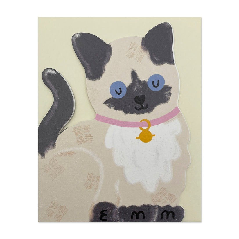 Raspberry Blossom Siamese Kitten Card