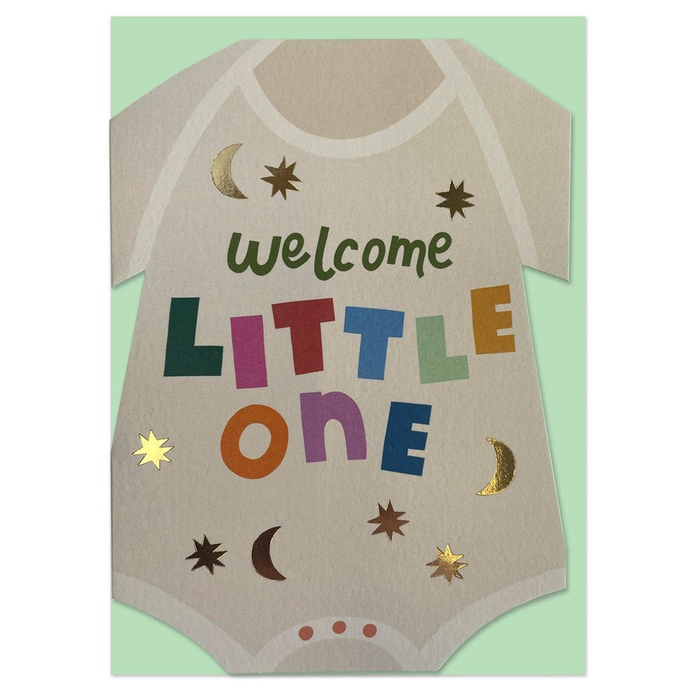 Raspberry Blossom: Welcome Little One Baby Grow Card