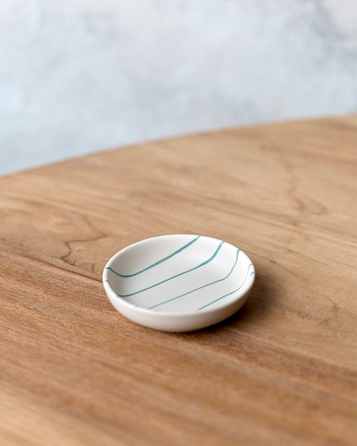 Robert Gordon: Coastal Junction 9cm Condiment Bowl / Cream with Green Stripe