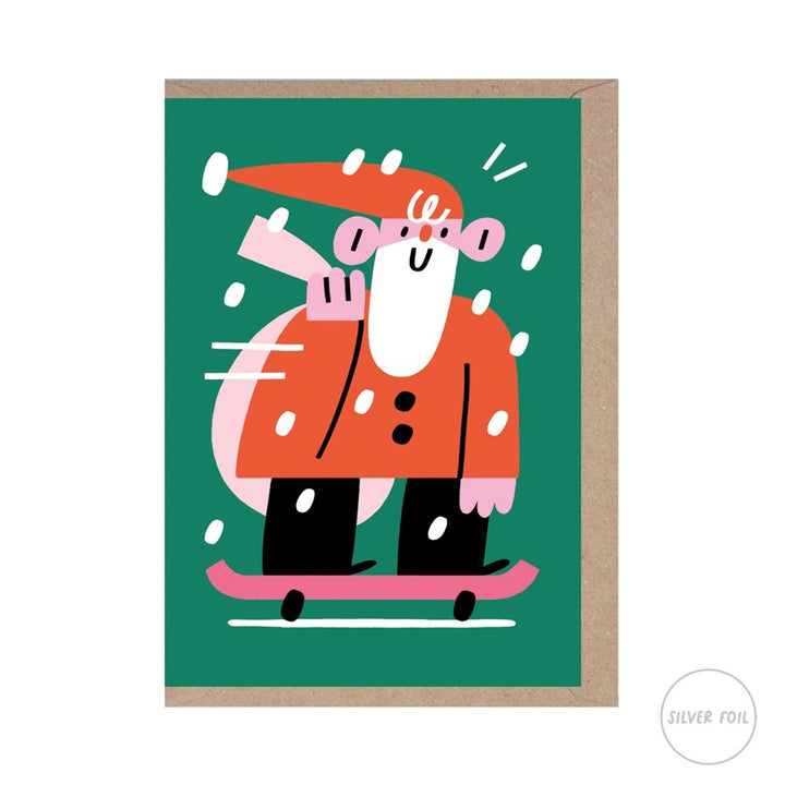 Rumble Cards: Skating Santa Xmas Card