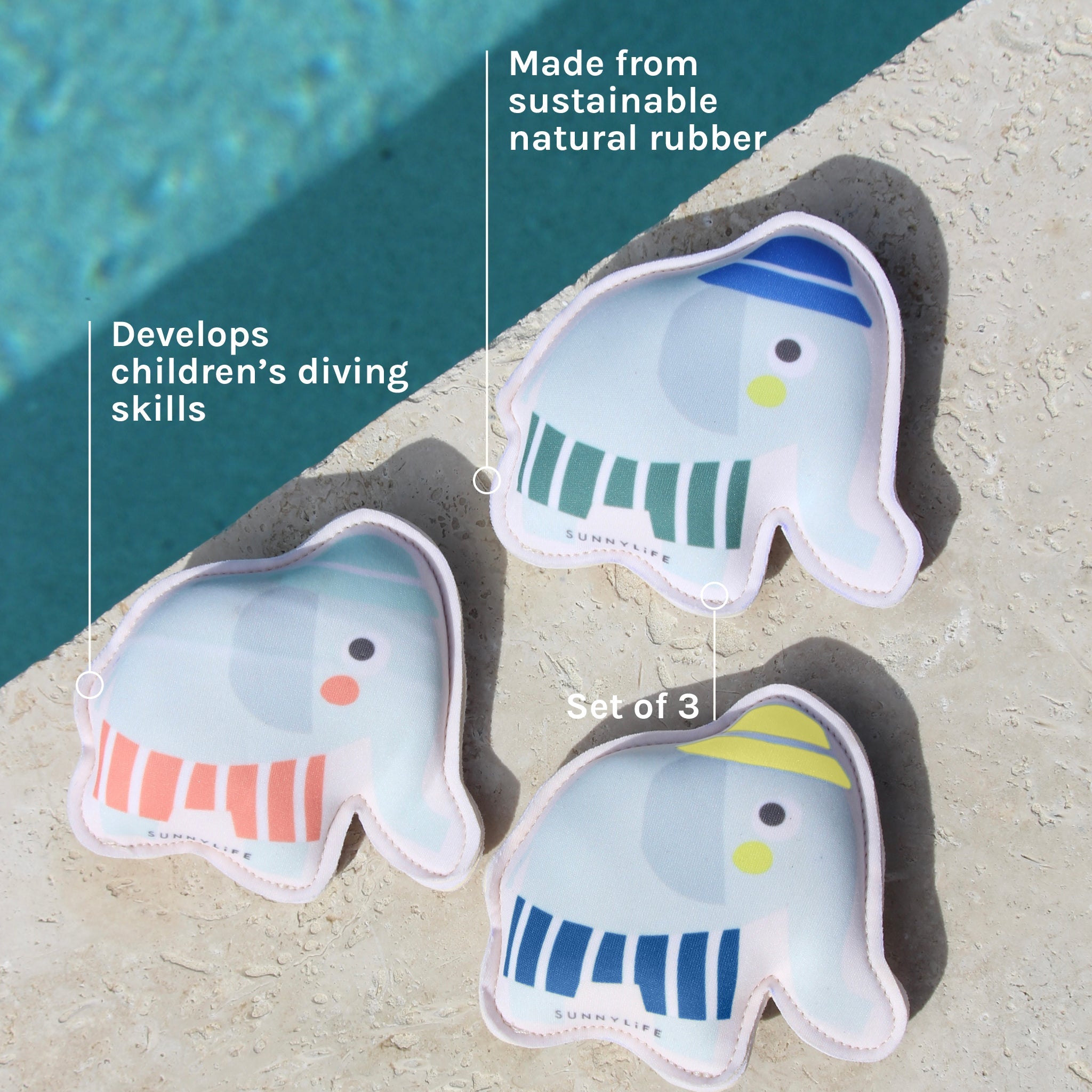 Sunnylife Dive Buddies - Eli the Elephant Set of 3