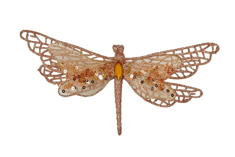 Pink Clip on Dragonfly Christmas Decoration 17 cm