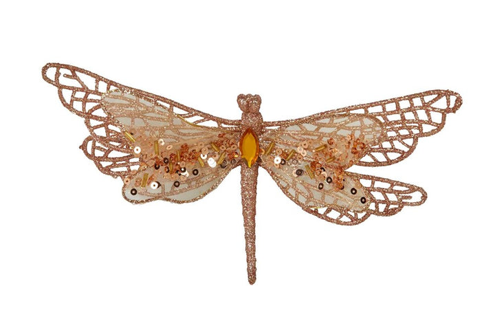 Pink Clip on Dragonfly Christmas Decoration 17 cm