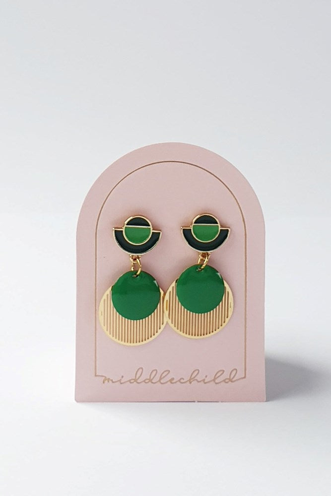 Middle Child: Sixpence Earrings - Green