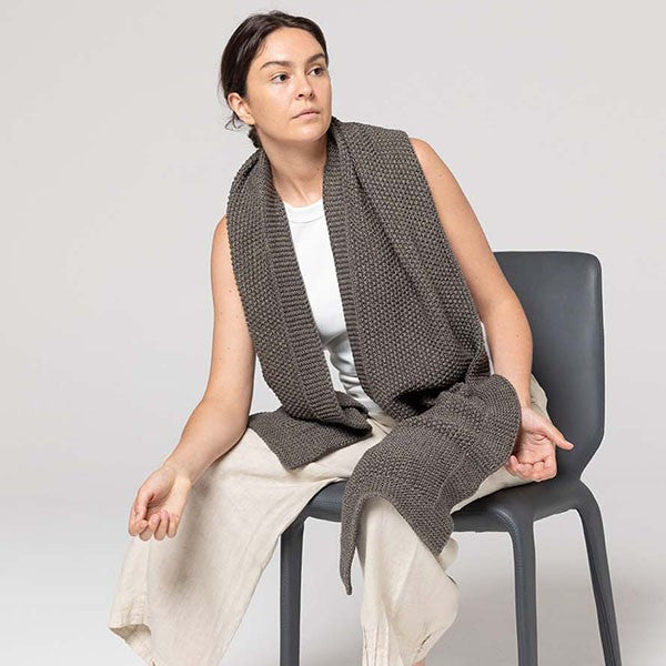 Indus Design: Scarf Moss Stitch Border Knit Buffalo