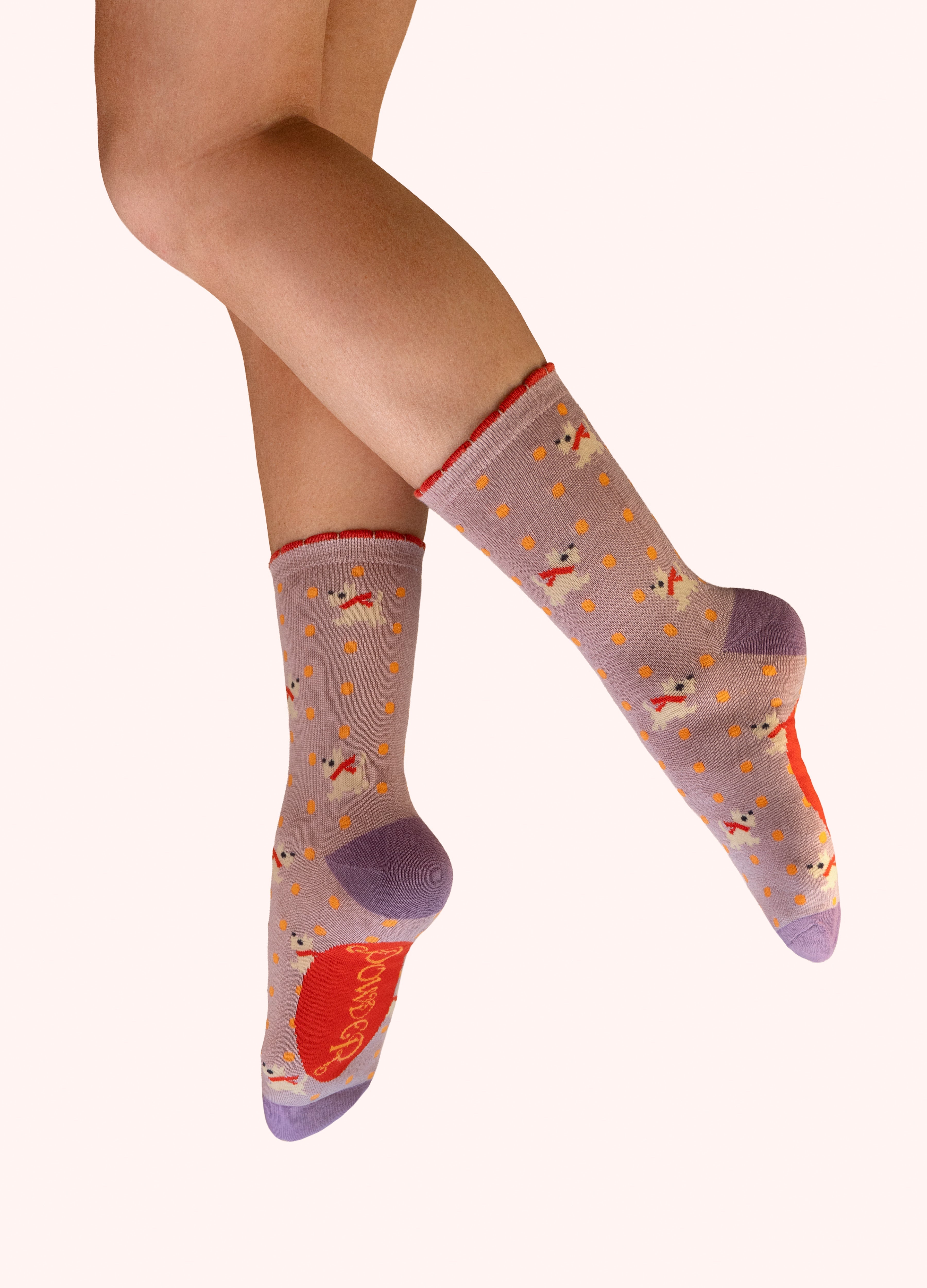 Powder Woolly Westies Socks - Pink