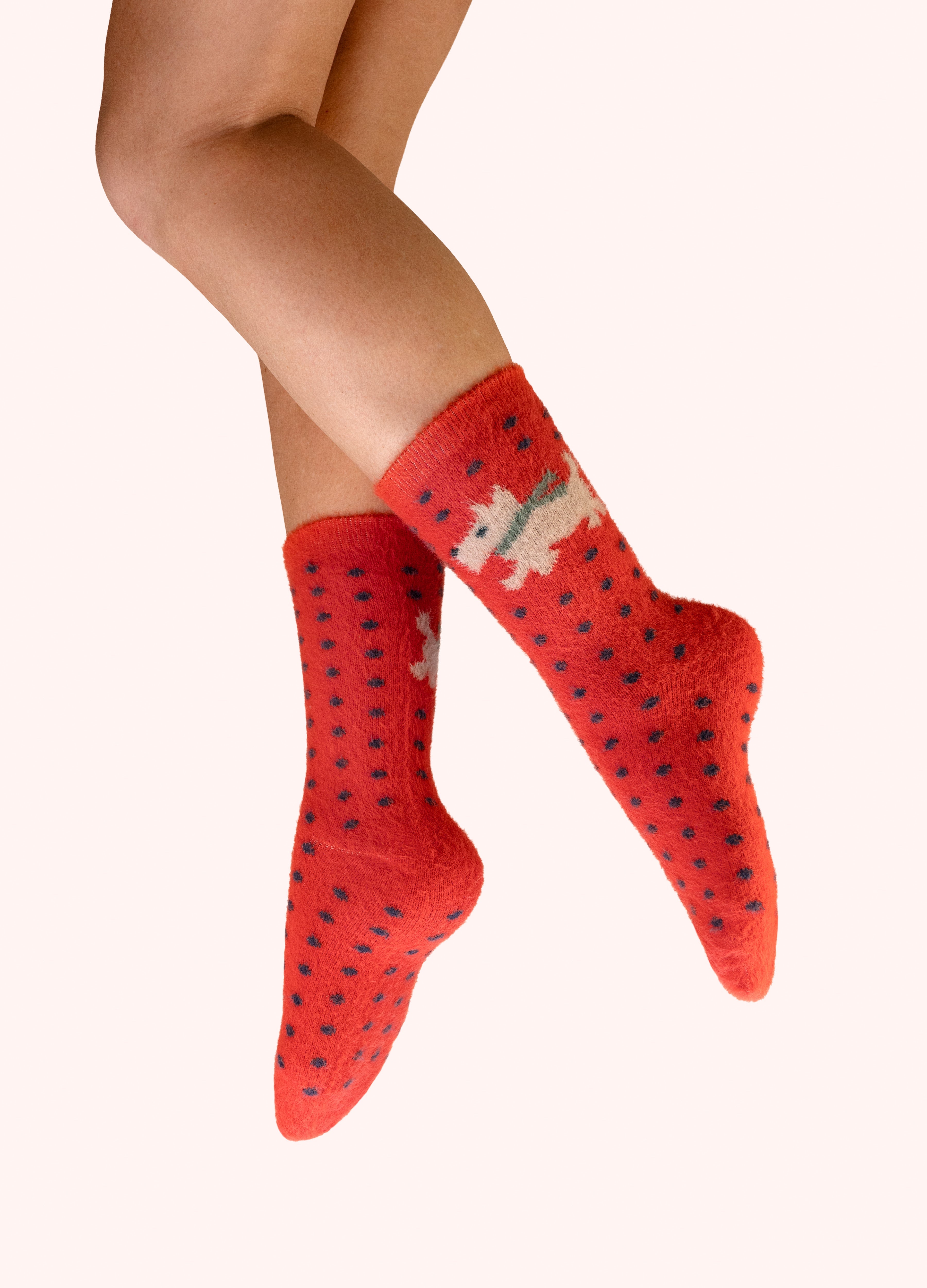 Powder Wooly Westie Fuzzy Socks